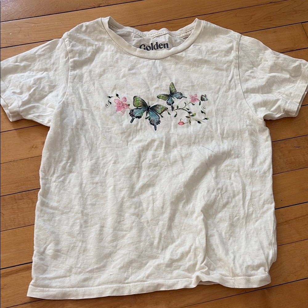 Target White and Green Floral Crop Top